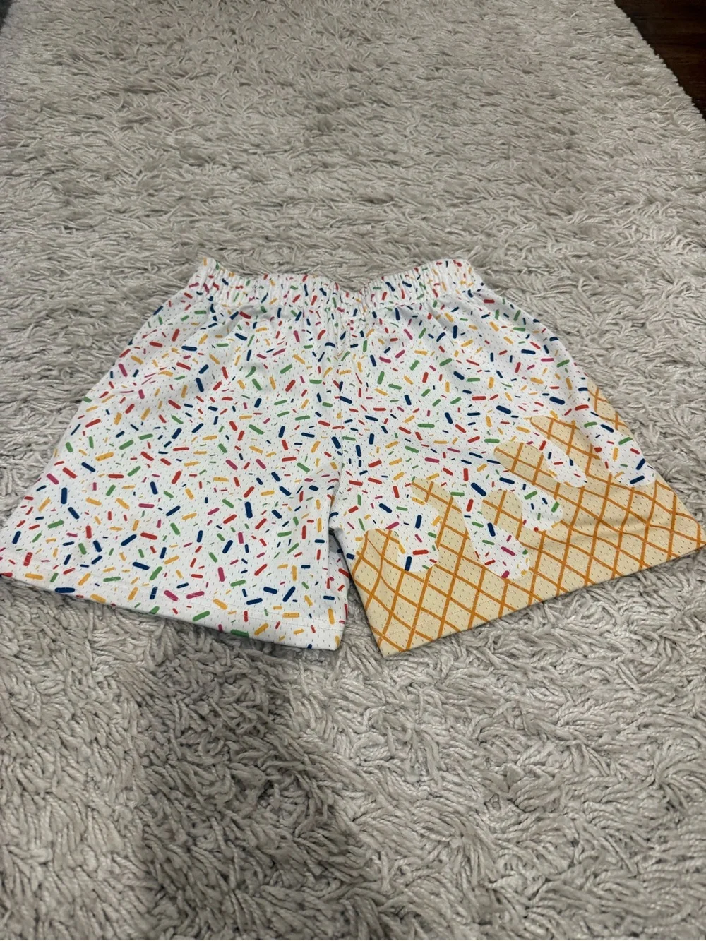 Kids White Ice Cream Cone Print Shorts with Colorful Sprinkles - Picture 2 of 3